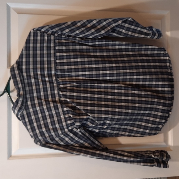 Old Navy Blue/Gray Plaid Long Sleeve Button Down Shirt size Large - Picture 5 of 5
